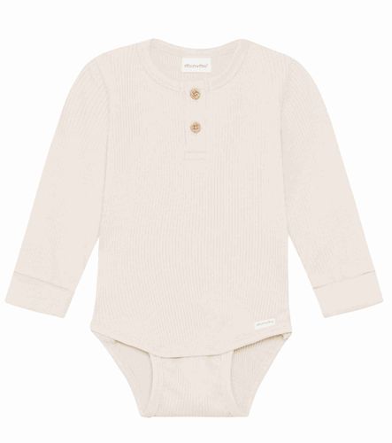 Minymo ribbet body med knapper til baby - seedpearl