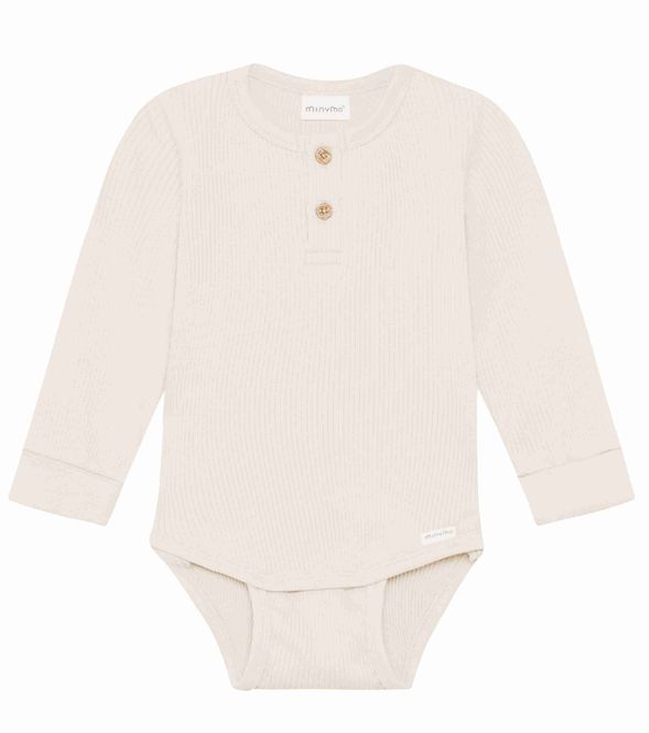 Hovedbilde Minymo ribbet body med knapper til baby - ...