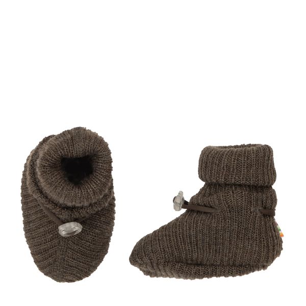 Hovedbilde Joha Ribbestrikket ullbooties til baby - brun