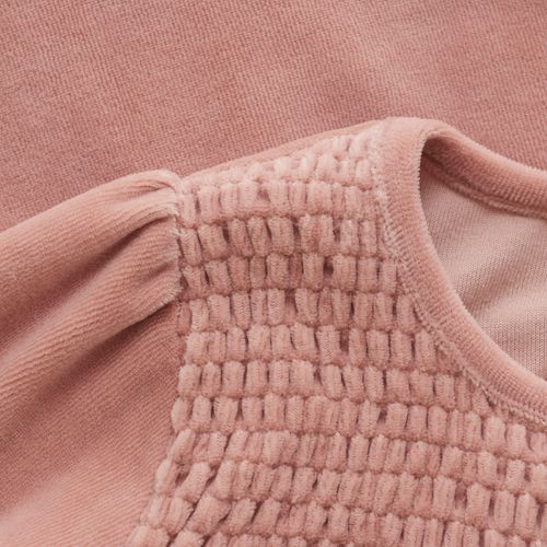 Huttelihut Velourkjole til jente - adobe rose