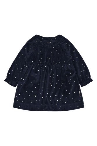 Hust & Claire Kis Gold velourkjole til baby - more navy