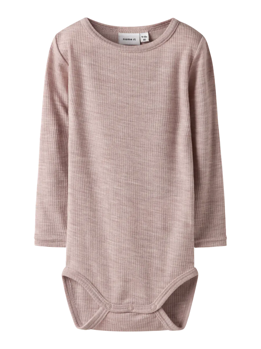 Name It Wax ribbet ull body til baby - shadow gray