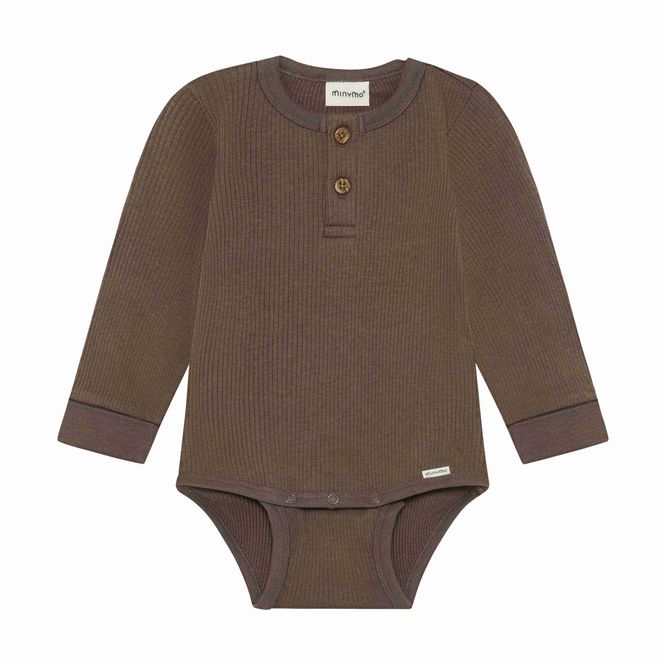 Hovedbilde Minymo ribbet body med knapper til baby - ...