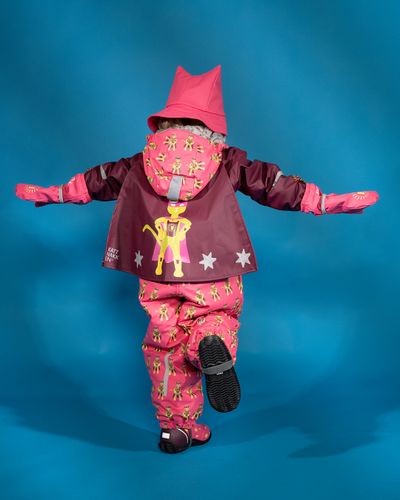 Kattnakken Slaps vinterregndress Superhelt - superrosa