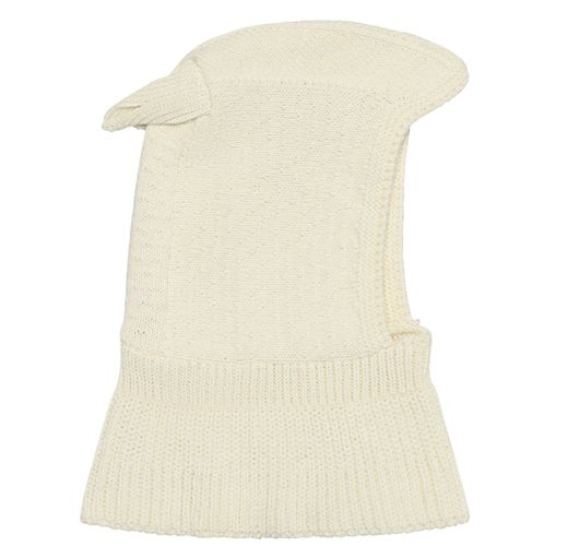 Huttelihut strikket balaclava med ører - antique white