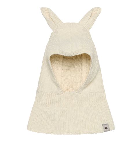 Huttelihut strikket balaclava med ører - antique white