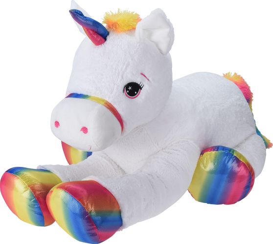 Unicorn bamse 87 cm - rainbow white