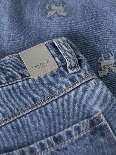 Name It Bella Barrel Glitter jeans til jente - medium blue unicorn