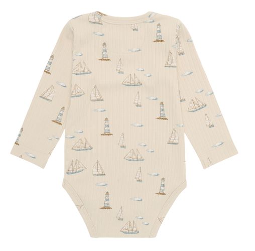 En Fant ribbet body til baby - fog