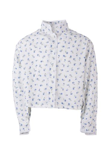 Salto Elly bluse til festdrakt - blå blomstret 