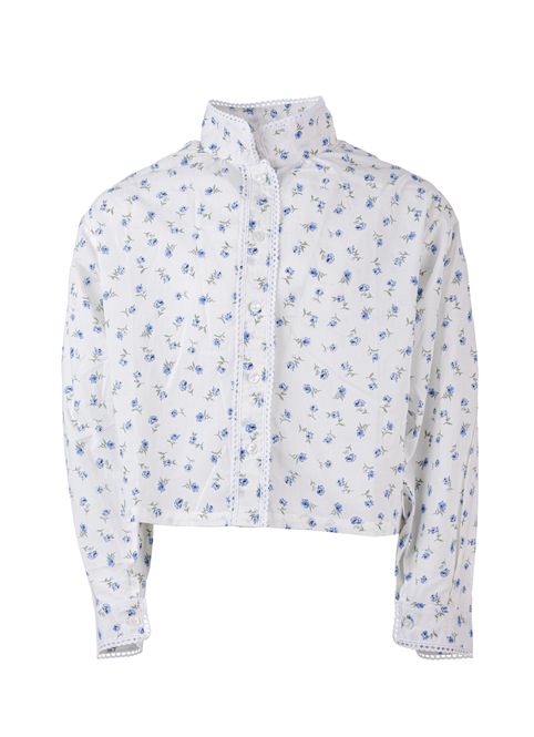 Hovedbilde Salto Elly bluse til festdrakt - blå blomstret 