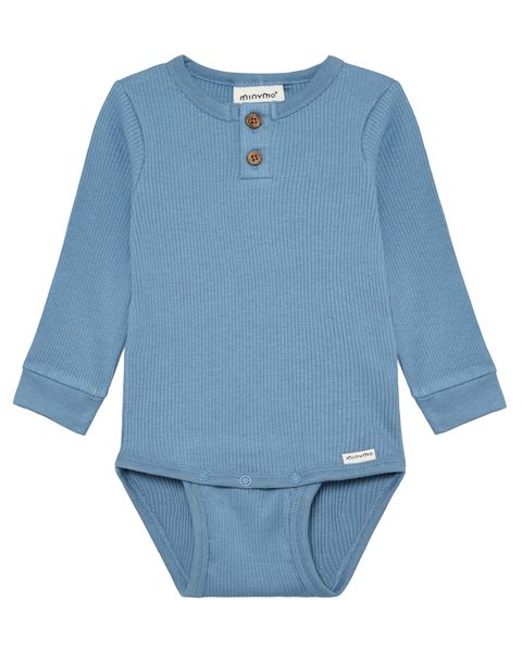 Hovedbilde Minymo ribbet body til baby - blue shadow