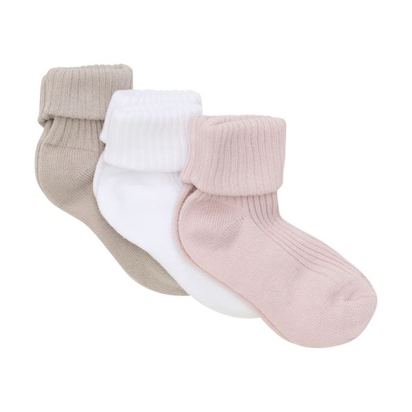 Hovedbilde Minymo 3-pk ribbet babysokker - shell