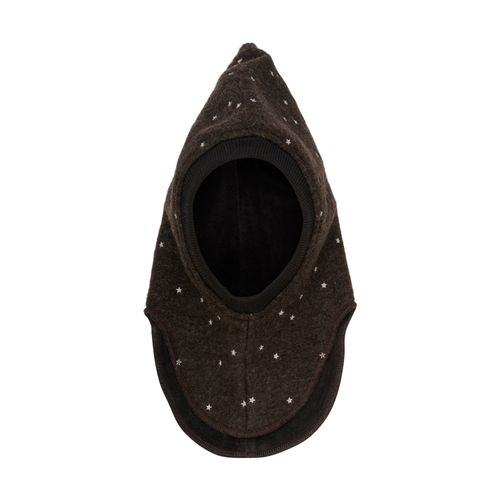 HUTTELiHUT Brodert ull balaclava - dark brown melange