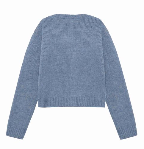Minymo Cardigan med blomster - moonlight blue