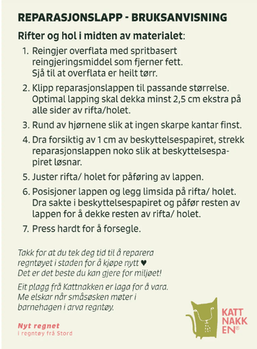 Kattnakken Reparasjonslapper til regntøy 