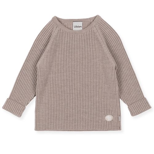 Lillelam ull genser rib - beige 
