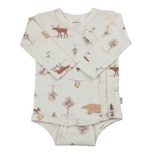 Joha Wood Animals omslagsbody i ull til baby - lys beige