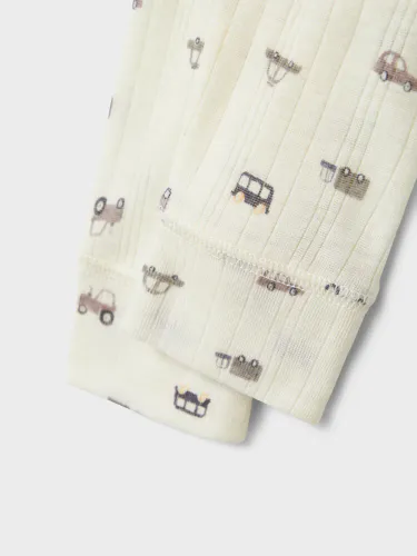 Name It Wang small cars AOP ull leggings til baby - snow white