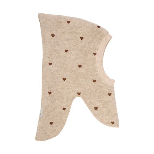 HUTTELiHUT Hjertebrodert ull balaclava - sand melange