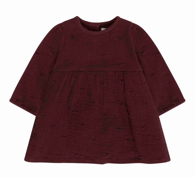 Hovedbilde Huttelihut Muslinkjole til baby med hjerter - ...
