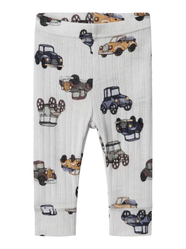 Name It Wang ull leggings til baby med biler - aop gray dawn