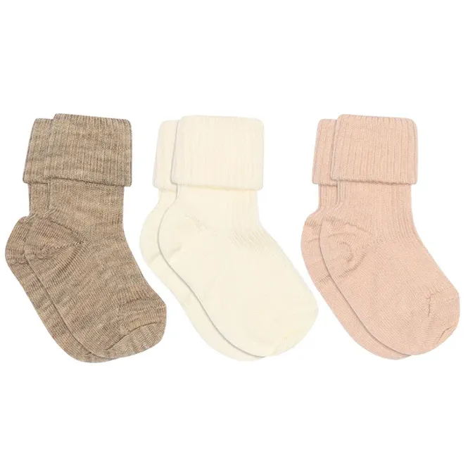 Hovedbilde MP Rib 3pk ullsokker - Light Brown Melange